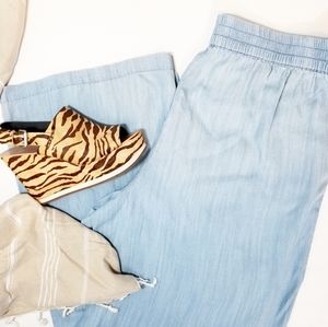 PLUS SIZE 》2x Chambray Ultra Wide Leg Comfort Pant